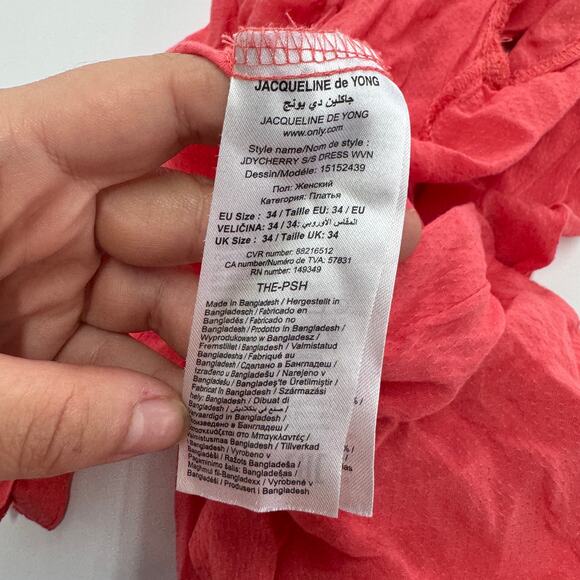 Jacqueline De Yong‎ Dress Womens 34 X Small Pink Rose Of Sharon Mini Button Down - Picture 7 of 11